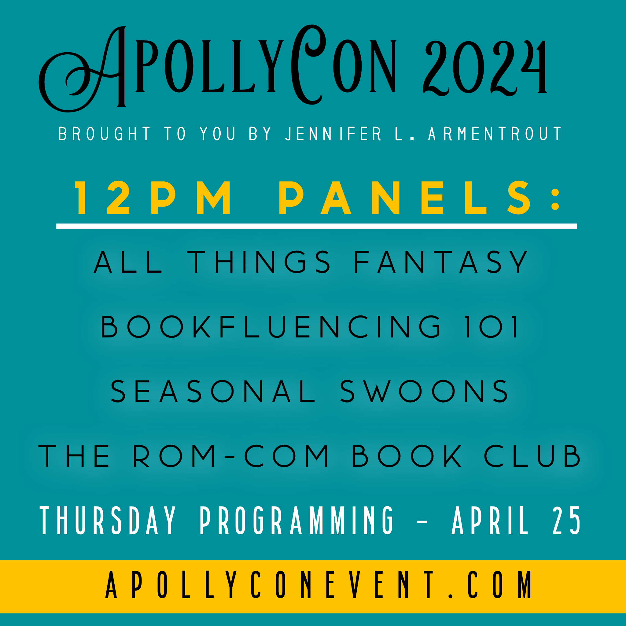 ApollyCon 2024 Panel Info Jennifer L. Armentrout